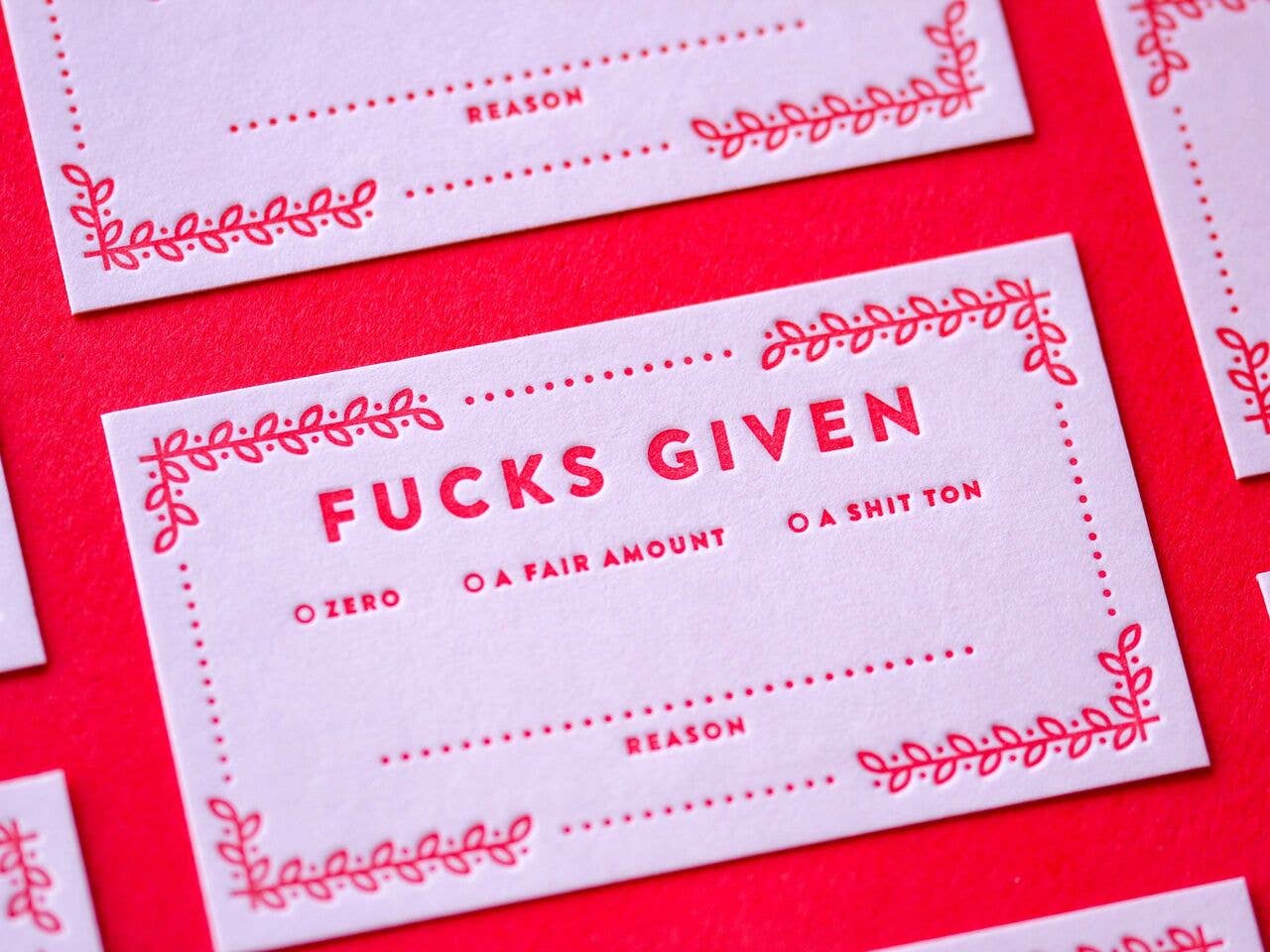 Fucks Given Cards