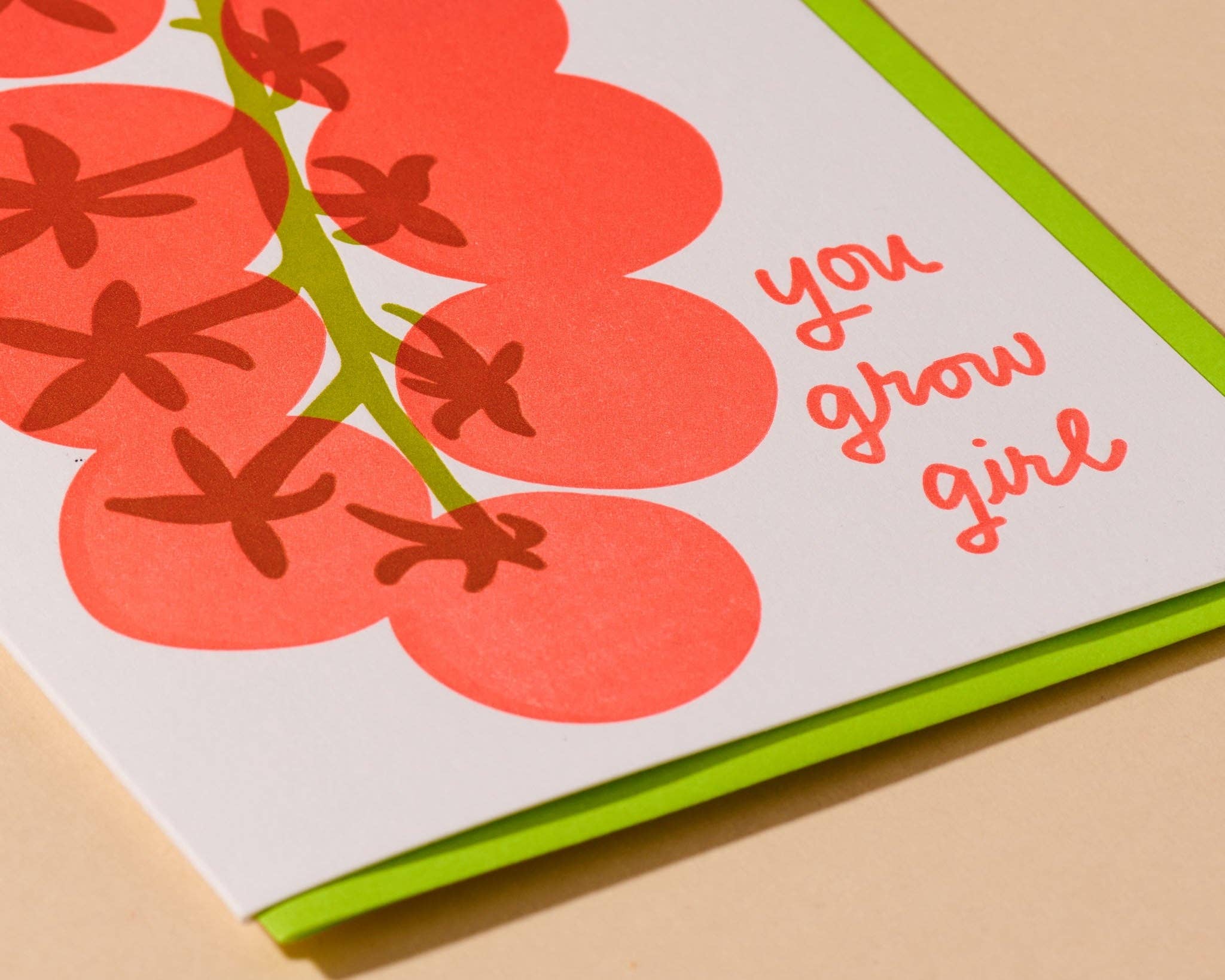 Grow (Tomato) Girl Letterpress Card